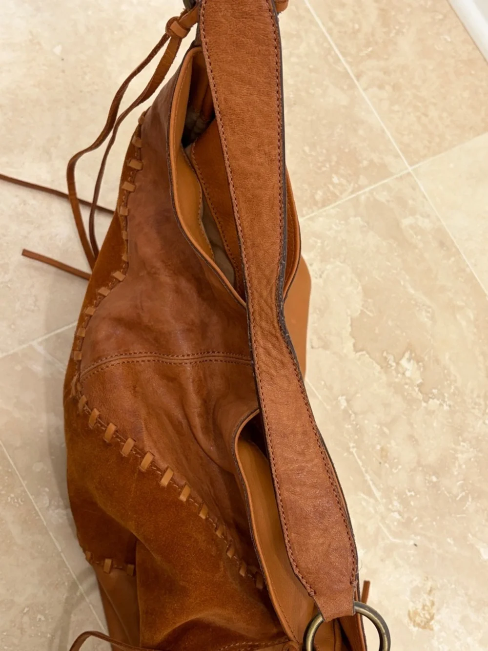 Johnny Was Suede Leather Hobo Bag